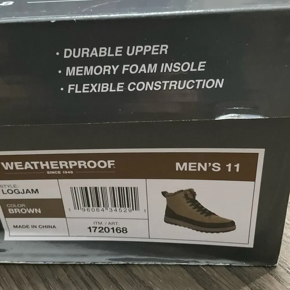 Weatherproof Men's Logjam Memory Foam Sneaker Boots Brown Size 11 NIB NEW